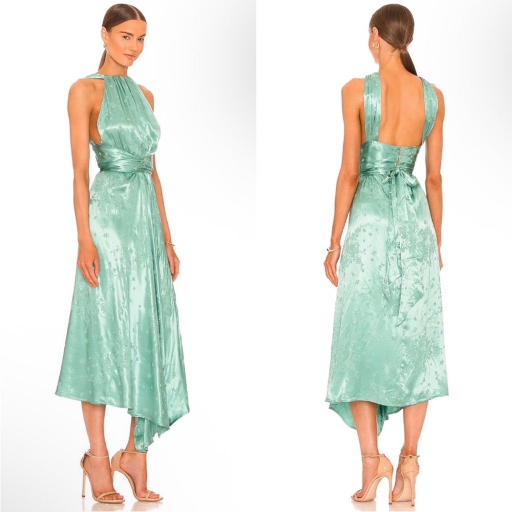 Sabina Musayev Juniper Midi Dress In Spearmint Green Blue Floral Size Large